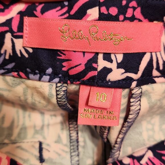 Lilly Pulitzer Kelly Skinny Ankle Pants in "Palm Trees Monkeys" Pink Size 10 - Picture 7 of 8